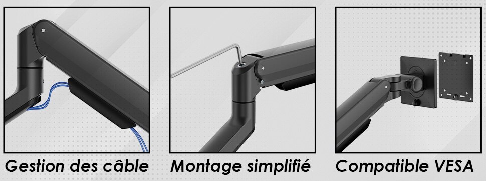 Bras de moniteur - Gestion des câbles
