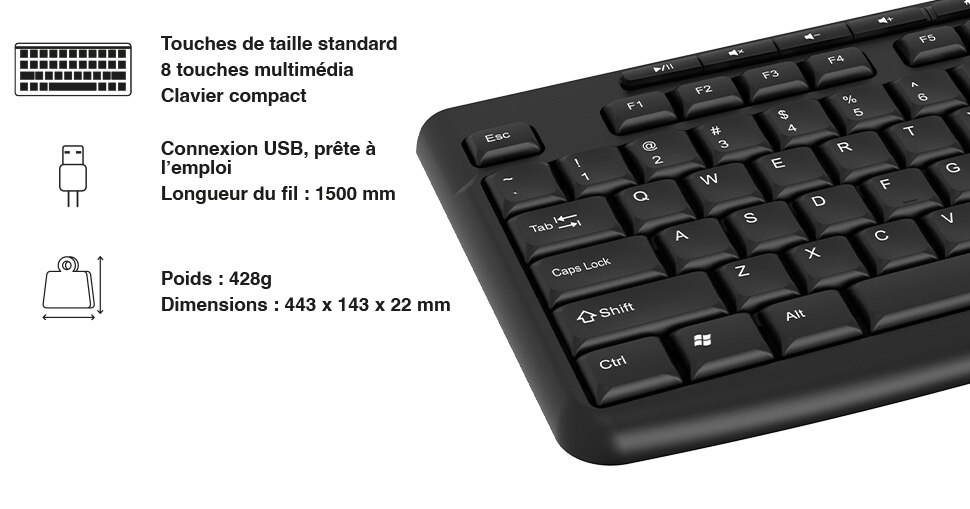 Souris KM100W - Prise en main ergonomique