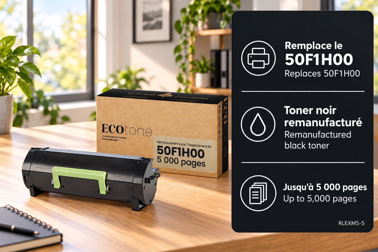 Ecotone RLEXMS-5 Lexmark 50F1H00 Remanufactured Black Toner