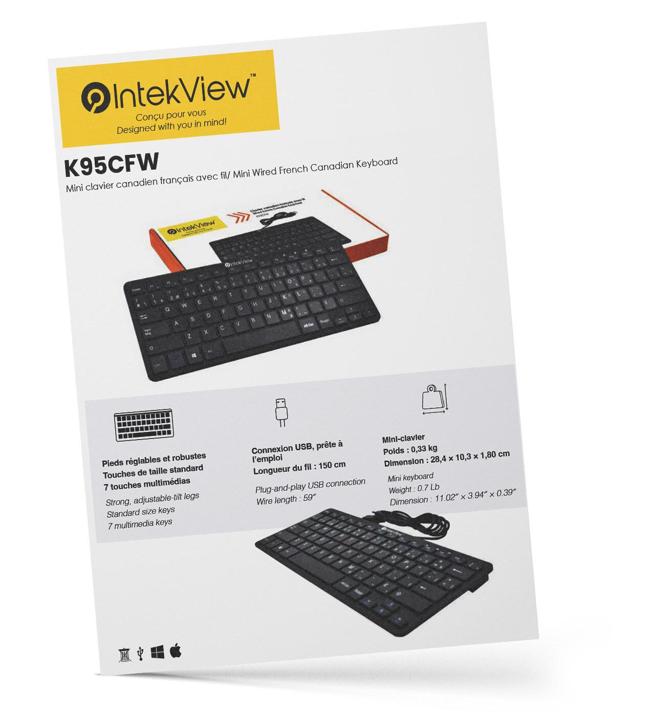 Mini Keyboard with French Canadian Layout