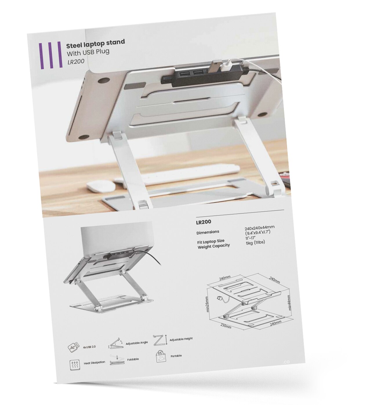 LR200 Aluminum Laptop Riser